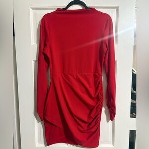Elegant Red Ruched Dress